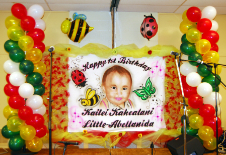 birthday party balloons decoration. First Birthday Invitation